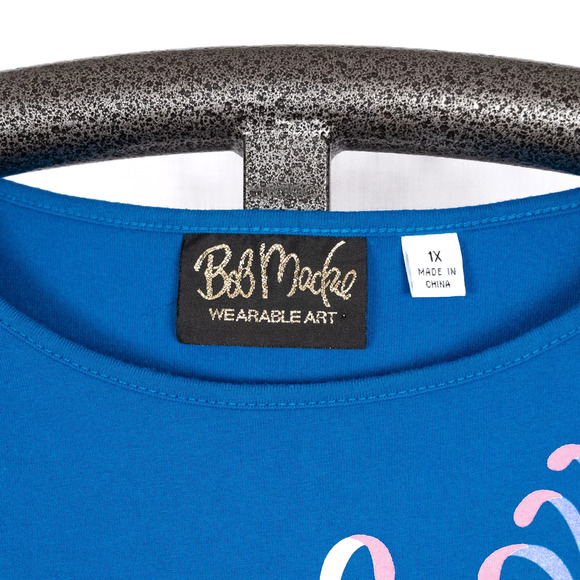 Bob Mackie Wearable Art Women's Casual Tunic Top Size 1X Colorful Peacock Whimsy - Picture 5 of 5